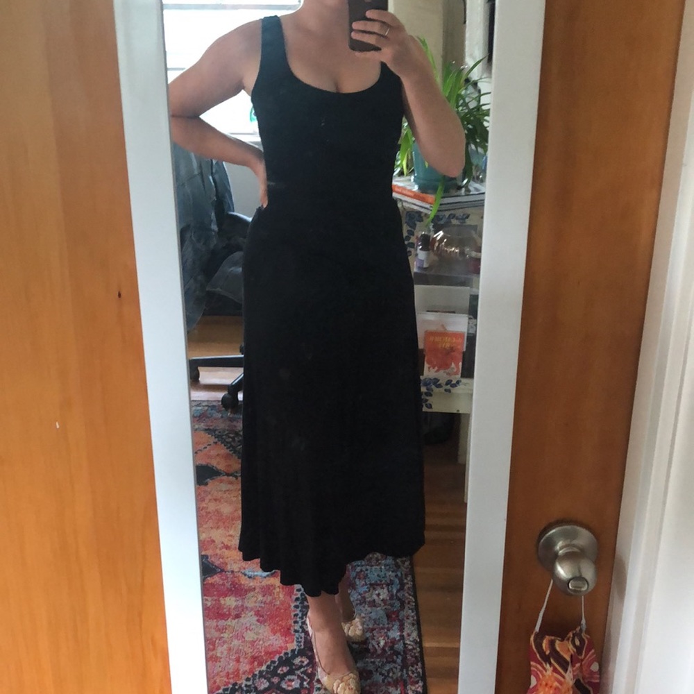 Black Midi Dress with Cloth Belt